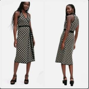 DVF for Target Collared Sleeveless Vintage Weave Sweaterknit Midi Wrap Dress - M